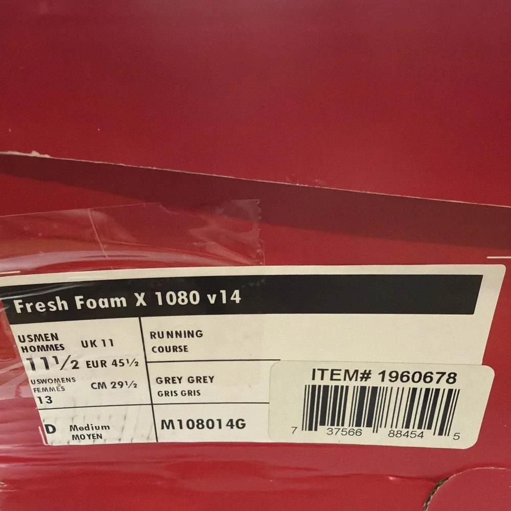 New Balance Fresh Foam X 1080v14 Men's Running Shoes Grey Grey Size 11.5 D New